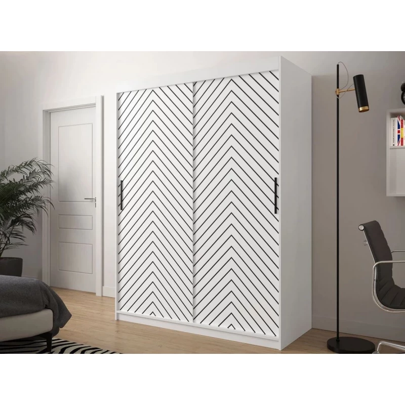Gardróbszekrény 150 cm tolóajtós ORIOT - fehér / fekete