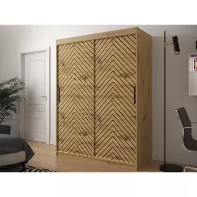 Gardróbszekrény 150 cm tolóajtós ORIOT - artisan tölgy / fekete
