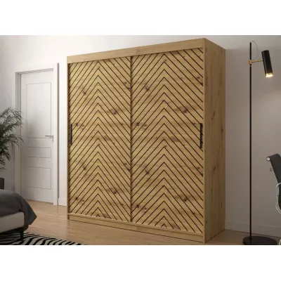 Gardróbszekrény 180 cm tolóajtós ORIOT - artisan tölgy / fekete