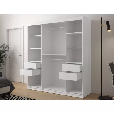 Gardróbszekrény 180 cm tolóajtókkal és fiókokkal ORIOT - artisan tölgy / fekete