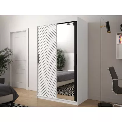 Keskeny tükrös gardrób 120 cm ORIOT - fehér / fekete