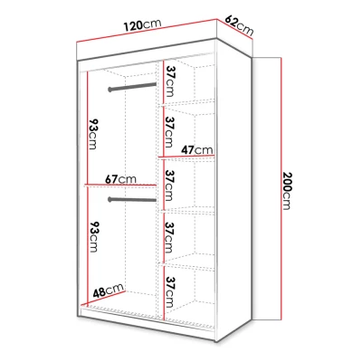 Keskeny tükrös gardrób 120 cm ORIOT - fehér / fekete