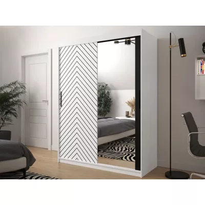 Gardrób 150 cm tükörrel ORIOT - fehér / fekete