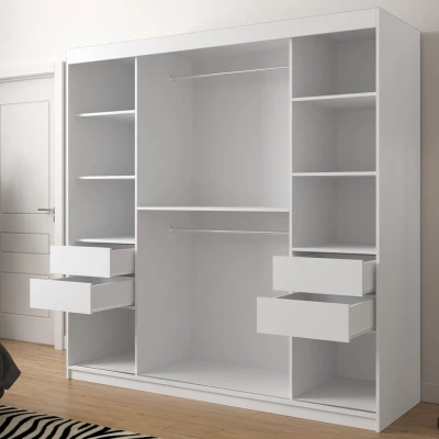 Magas gardrób 200 cm tükörrel és fiókokkal ORIOT - artisan tölgy / fekete