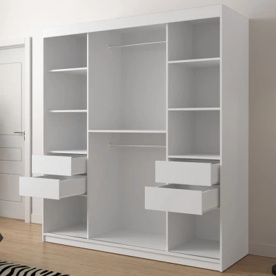 Gardróbszekrény 180 cm tükörrel és fiókokkal ORIOT - fekete / artisan tölgyfa