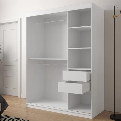 Gardróbszekrény 150 cm tükörrel és fiókokkal ORIOT - fehér / fekete