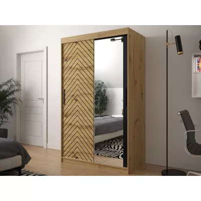Tükrös szekrény 120 cm fiókokkal ORIOT - artisan tölgy / fekete
