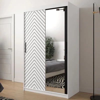 Tükrös szekrény 120 cm fiókokkal ORIOT - fehér / fekete