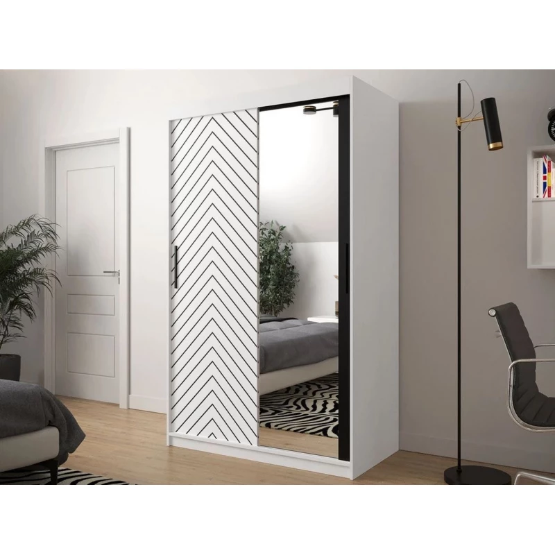 Tükrös szekrény 120 cm fiókokkal ORIOT - fehér / fekete