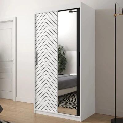 Tükrös szekrény 100 cm fiókokkal ORIOT - fehér / fekete