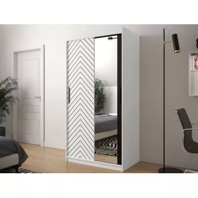 Tükrös szekrény 100 cm fiókokkal ORIOT - fehér / fekete