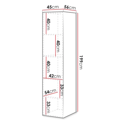 Keskeny gardrób 45 cm CRATO - fehér