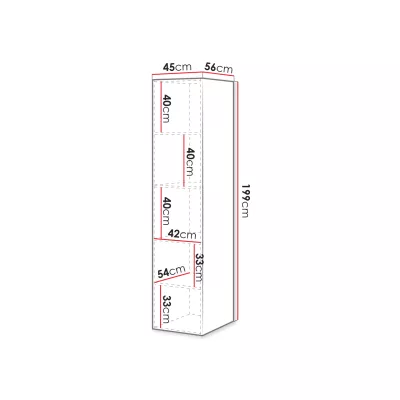 Keskeny gardrób 45 cm CRATO - fehér