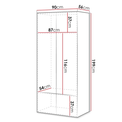 Keskeny gardrób 90 cm CRATO - fekete