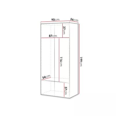Keskeny gardrób 90 cm CRATO - fekete