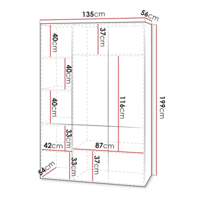 Gardróbszekrény 135 cm CRATO - fehér