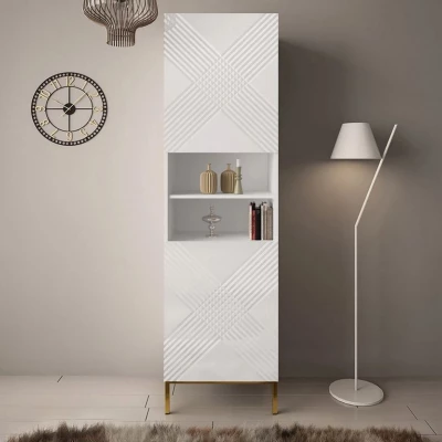 Modern nappali polc HUNE - fehér / fényes fehér