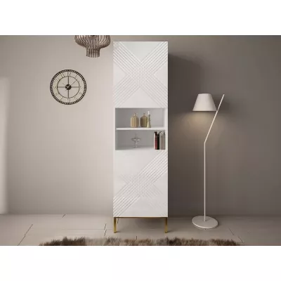 Modern nappali polc HUNE - fehér / fényes fehér