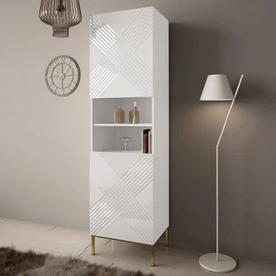 Modern nappali polc HUNE - fehér / fényes fehér