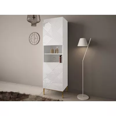 Modern nappali polc HUNE - fehér / fényes fehér