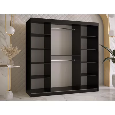 Magas szekrény 180 cm DERO - sötét dió / fekete