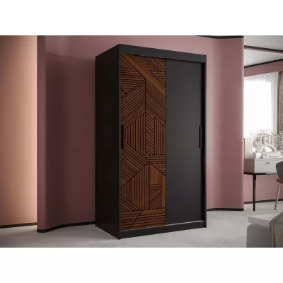 Keskeny gardrób 100 cm DERO - sötét dió / fekete
