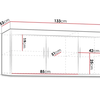 Gardróbbővítmény 133 cm ARCATA - lefkas tölgy