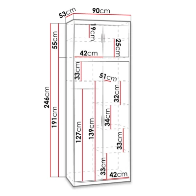Keskeny gardrób 90 cm bővíthető ARCATA - fehér