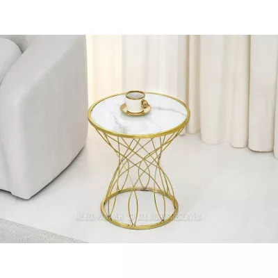 ELIMAR designer dohányzóasztal - fehér márvány / arany