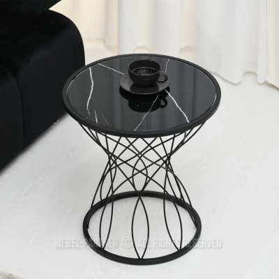 ELIMAR 01 design dohányzóasztal - fekete márvány / fekete