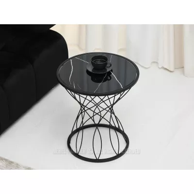 ELIMAR 01 design dohányzóasztal - fekete márvány / fekete