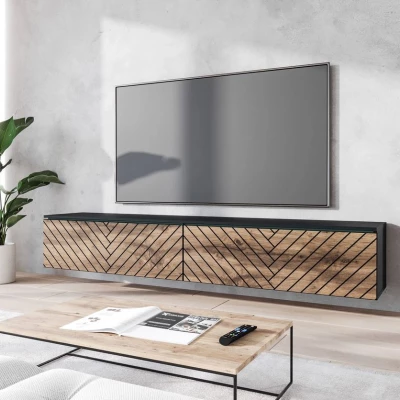 TV állvány LED világítással 180 cm WILLA D - wotan tölgy / fekete grafit