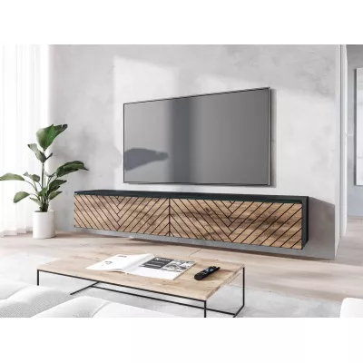 TV állvány LED világítással 180 cm WILLA D - wotan tölgy / fekete grafit