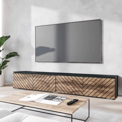 TV állvány LED világítással 180 cm WILLA D - wotan tölgy / fekete grafit