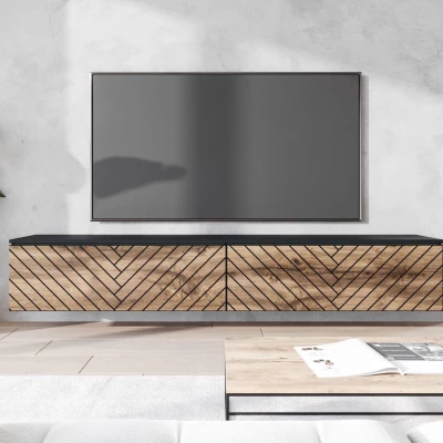 TV állvány LED világítással 180 cm WILLA D - wotan tölgy / fekete grafit