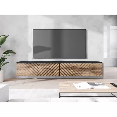 TV állvány LED világítással 180 cm WILLA D - wotan tölgy / fekete grafit