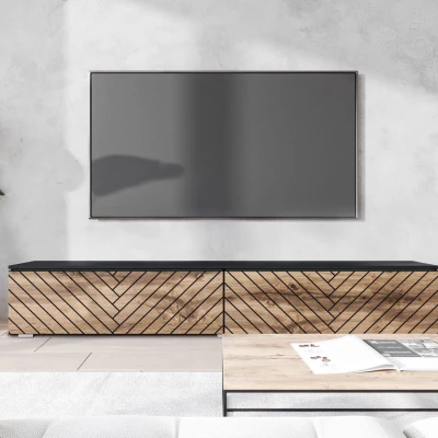 TV állvány LED világítással 180 cm WILLA D - wotan tölgy / fekete grafit