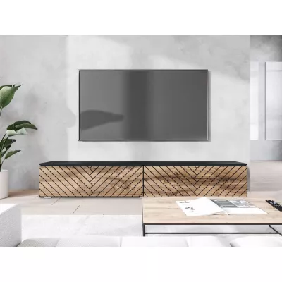 TV állvány LED világítással 180 cm WILLA D - wotan tölgy / fekete grafit