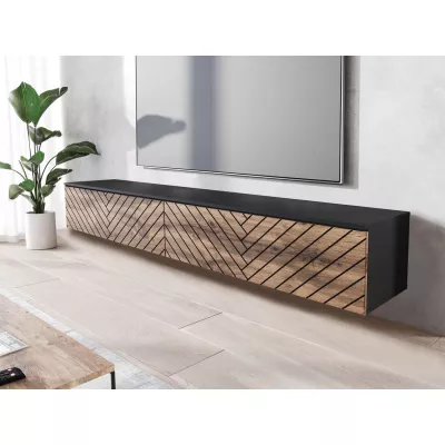 TV állvány LED világítással 180 cm WILLA D - wotan tölgy / fekete grafit