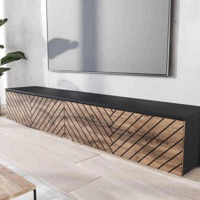 TV állvány LED világítással 180 cm WILLA D - wotan tölgy / fekete grafit