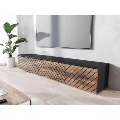 TV állvány LED világítással 180 cm WILLA D - wotan tölgy / fekete grafit