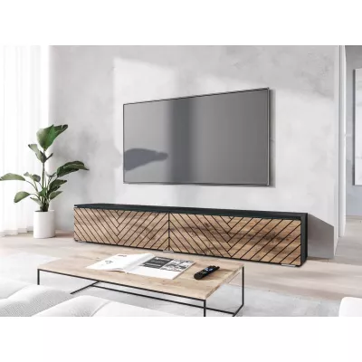 TV-állvány 180 cm WILLA D - wotan tölgy / fekete grafit