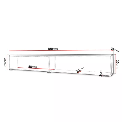 TV szekrény LED világítással 180 cm WILLA D - gaja tölgy