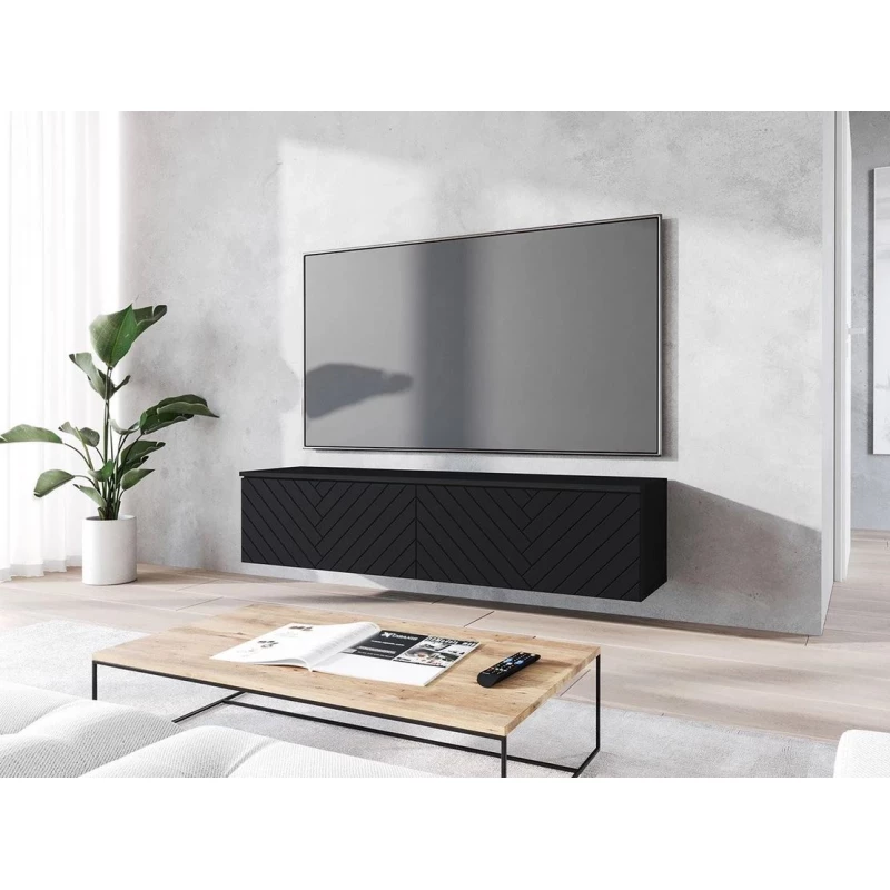 TV állvány LED világítással 140 cm WILLA D - fekete grafit 1