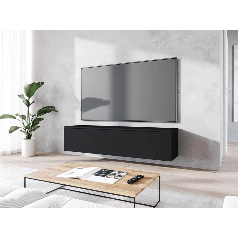 TV szekrény LED világítással 140 cm WILLA D - fekete grafit