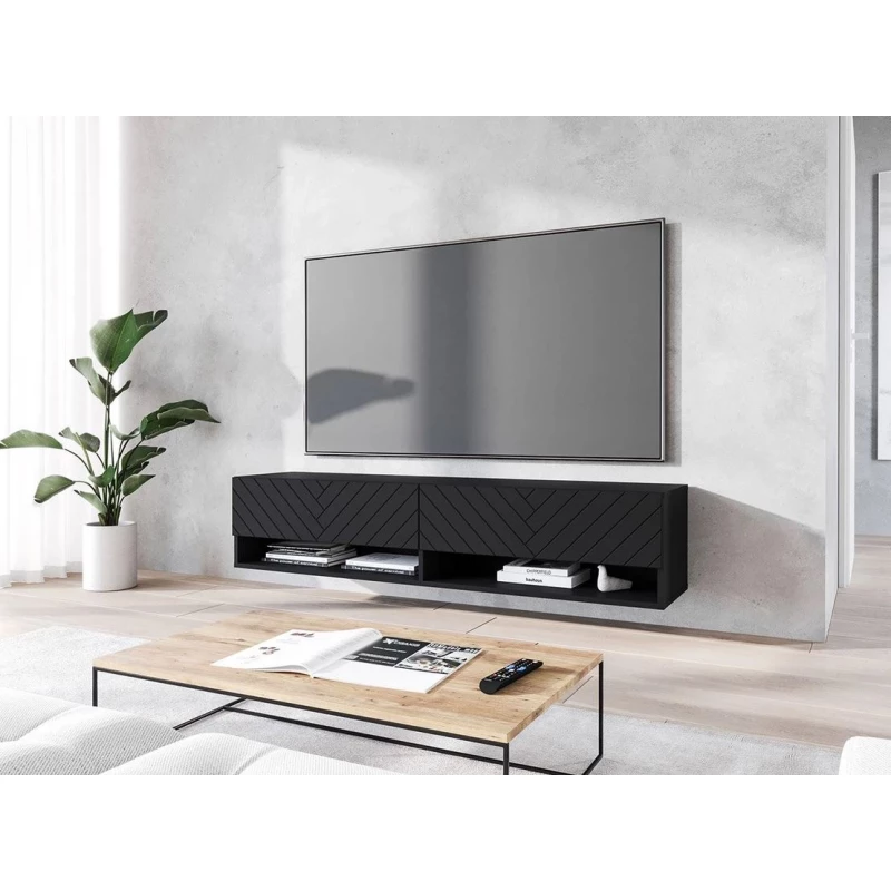TV állvány LED RGB világítással 140 cm WILLA A - fekete grafit