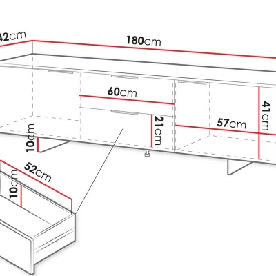 TV állvány fiókokkal 180 cm DEASY - homokbézs