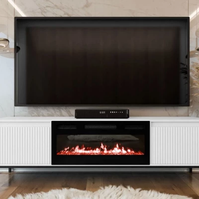 TV állvány elektromos kandallóval REMY - fehér