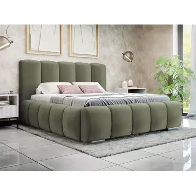 Kárpitozott franciaágy 140x200 MIDKIFF - khaki