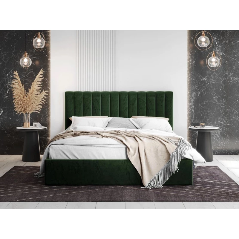 Kárpitozott egyszemélyes ágy 120x200 SELHOM - zöld